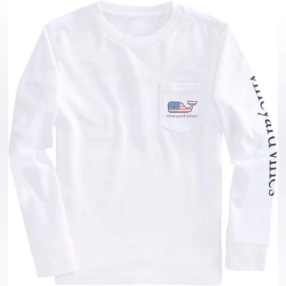 Vineyard Vines Other - Vineyard Vines White Long Sleeve Flag Whale Pocket Tee Size S